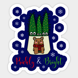 Prickly And Bright - Eves Pin Cacti In Christmas Bear Pot Sticker